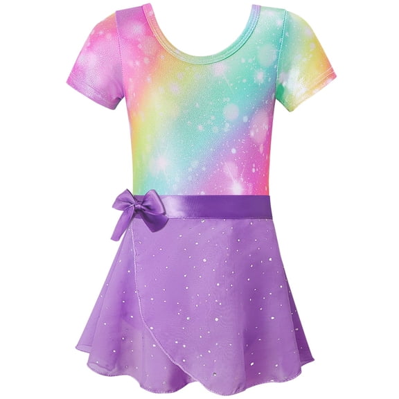 Toddler Girls Ballet Dance Leotard with Shiny Skirted Kids Leotard Dresses Dance Outfits Gymnastics Costume