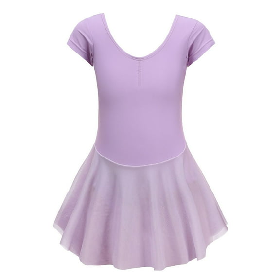Toddler Girls Ballet Dress Spring Summer Solid Short Sleeve Gymnastics Dress Princess Dress Clothes
