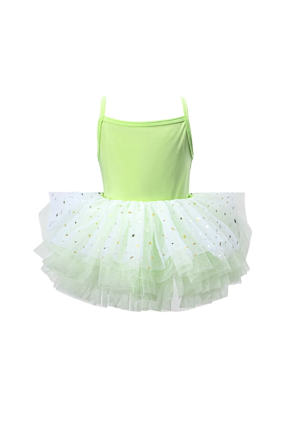 Toddler Girls Ballet Leotard Sleeveless Back Cross Camisole Tutu Dresses Dance Leotard For Girls Light Green 2 Y-2 Y