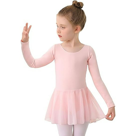 Toddler Girls Ballet Leotards Long Sleeve Ruffle Sleeve Ballet Dance Dress Size 4-5T