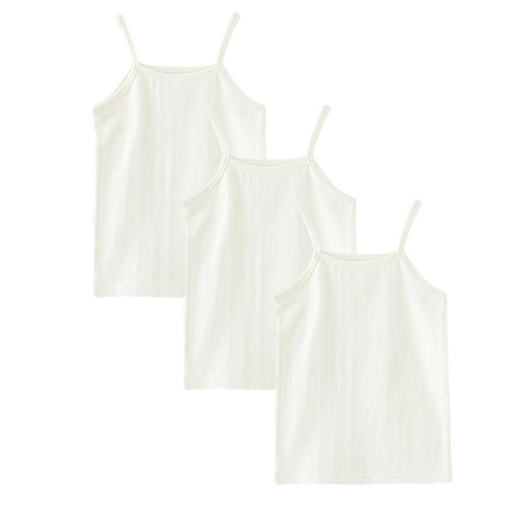 Toddler & Girls' Basic Camisole Soft Cotton Blend Undershirts Non Adjustable Shoulder Straps Tank Tops Solid Color Cami Tank Top for Little Girls, 2-9T