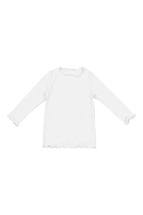 Toddler Girls' Basic Long Sleeve Mock Turtleneck Cotton T-Shirt Baby Girls Lettuce Edge Trim Undershirts Girls Fashion