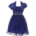 thumbnail image 1 of Toddler Girls Beautiful 2 Pieces Bolero Dress Rhinestones Shiny Holiday Flower Girl Dress Royal 2 (2J1K4S4), 1 of 5
