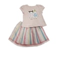 thumbnail image 1 of Toddler Girls Best Friends Shirt & Glitter Stripe Layered Tutu Skirt 2 Pc Set 4T, 1 of 1