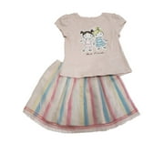 Toddler Girls Best Friends Shirt & Glitter Stripe Layered Tutu Skirt 2 Pc Set 4T