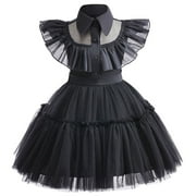 Toddler Girls Black Dance Dress Halloween Cosplay Party Outfit