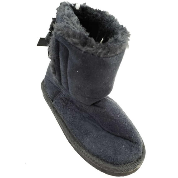 Toddler Girls Black Fuzzy Lined Boots Booties Baby Shoes 11