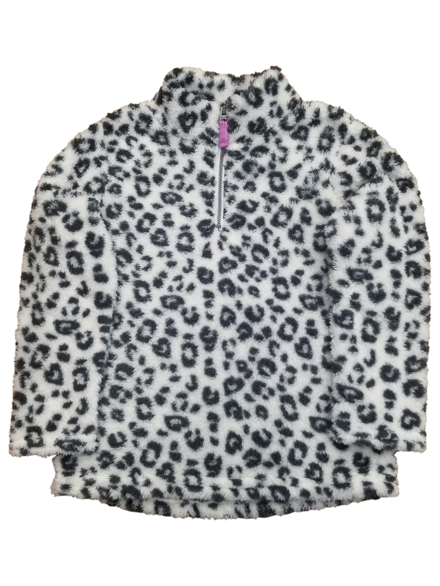 Toddler Girls Black & White Zip-Up Fuzzy Faux Fur Leopard Toddler Girls Black & White Zip-Up Fuzzy Faux Fur Leopard