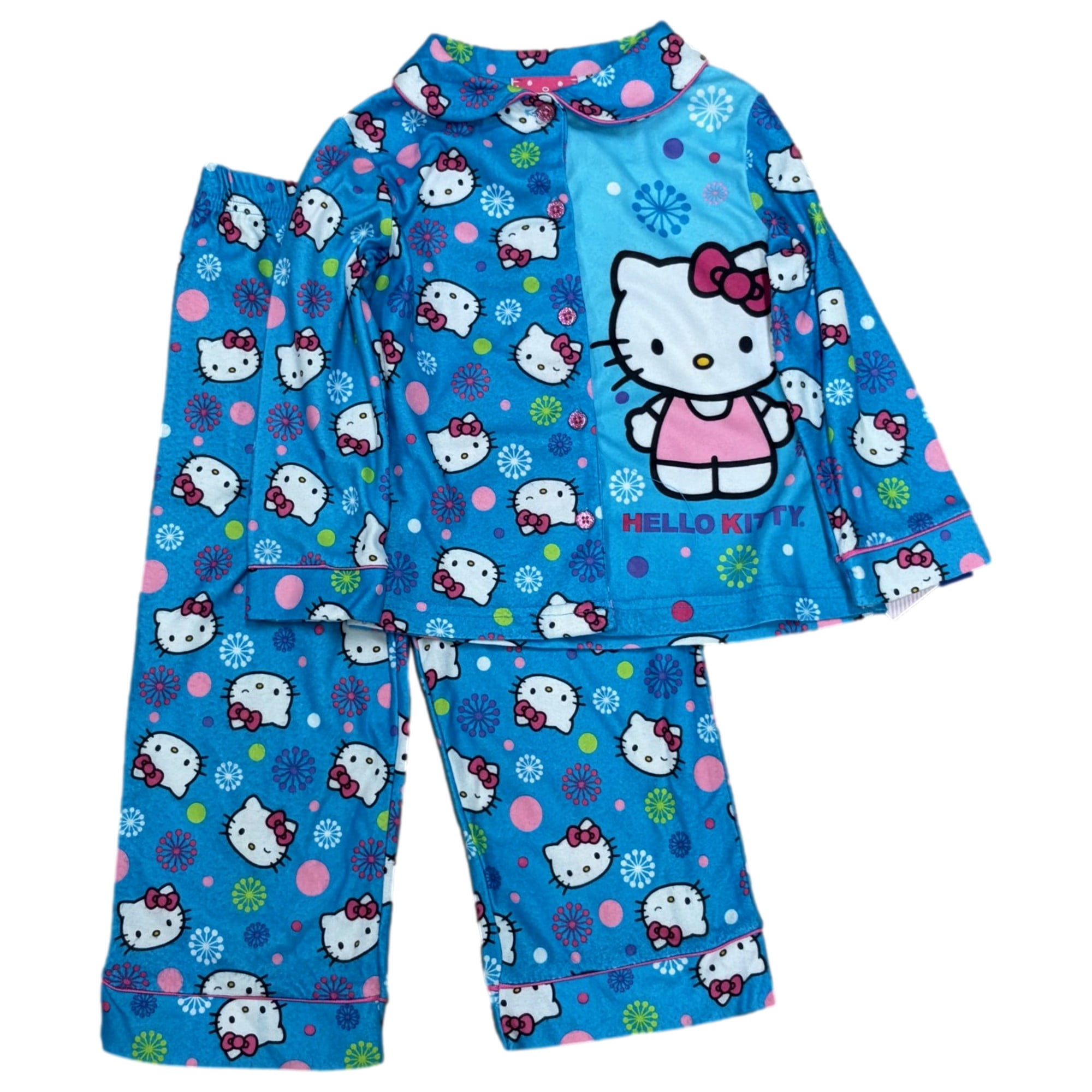 Toddler Girls Blue Flannel Hello Kitty Pajamas Sleep Set 2T