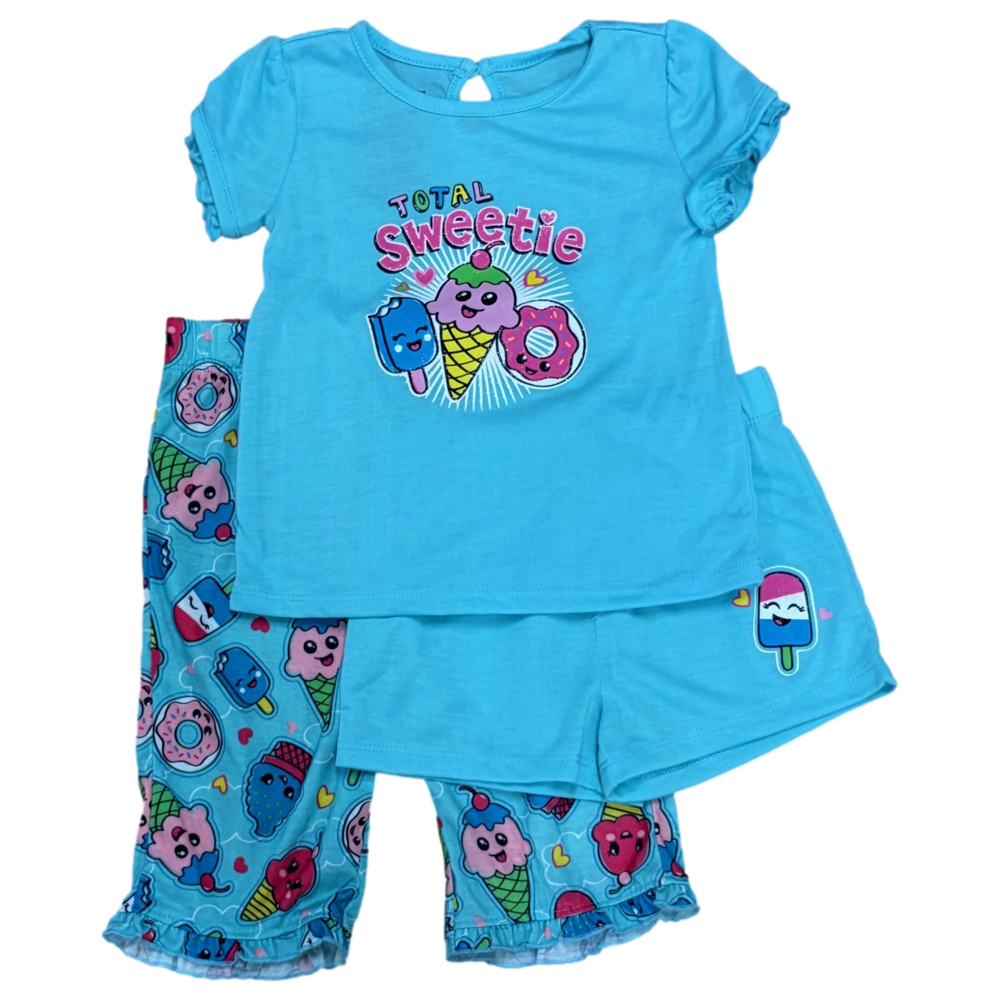 Toddler Girls Blue Ice Cream & Donut Themed Pajamas 3pc Sleep Set 2T ...
