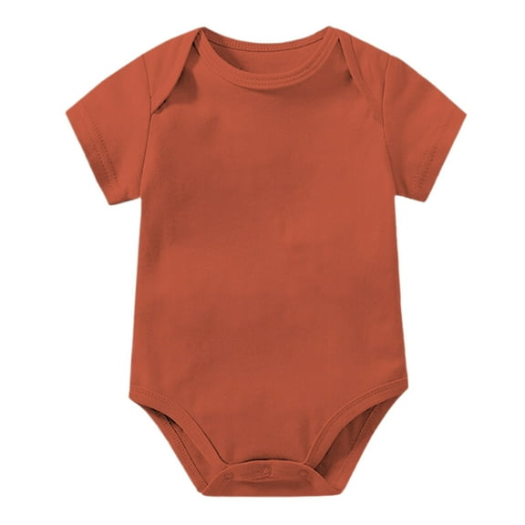 Toddler Girls Bodysuit Summer Casual Solid Short Sleeve One Piece Bodysuit Jumpsuits Soft Playwear Orange Rompers 9-12M