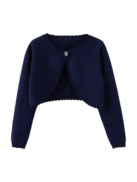 Toddler Girls Bolero Cardigans Single Button Long Sleeve Knit Cardigans Coverup Sweaters
