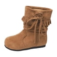 thumbnail image 1 of Toddler Girls Boots Mid Calf Slouch Fringe Tassel Casual Winter Shoes for Little Kids, 1 of 8