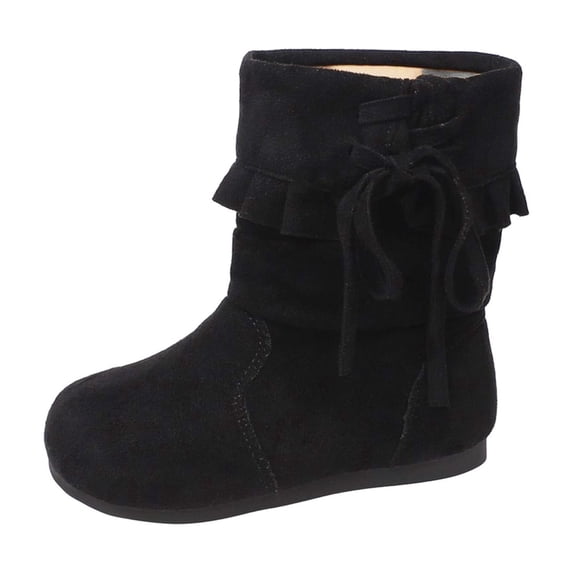 Toddler Girls Boots Mid Calf Slouch Fringe Tassel Casual Winter Shoes for Little Kids