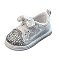 thumbnail image 1 of Toddler Girls Bowknot Glitter Slip On Sneakers Fashion Sparkly Sequin Non Slip Casual Walking Shoes, 1 of 1