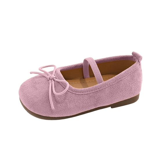 Toddler Girls Bowknot Princess Shoes, Non Slip Soft Lightweight Sole Slip On Dress Shoes for Party, Wedding & Casual Wear Pink 5 Years