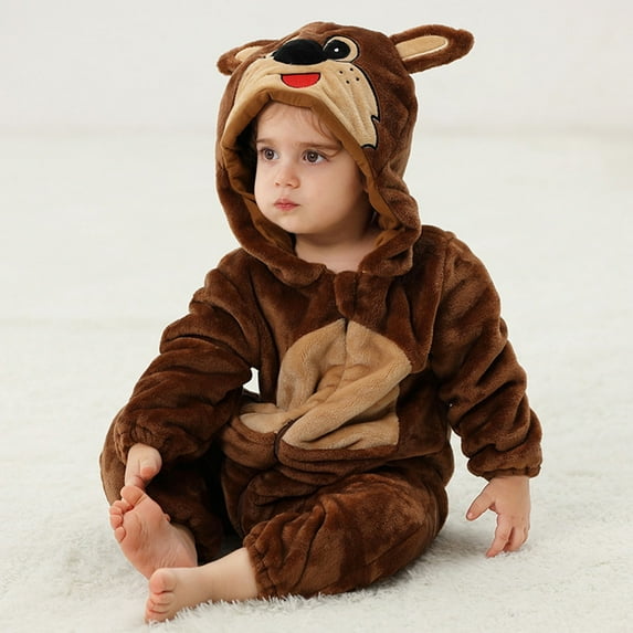 Baby Girls Boys Animal Baby Jumpsuits Baby Boys Hooded Jumpsuit Warm Long Sleeve Outwear Baby Christmas Party for 3-6 Months