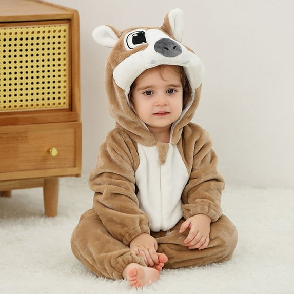 Toddler Girls Boys Animal Baby Romper Toddler Baby Hoodie Romper Soft Baby Long Sleeve Romper Baby Girl Christmas Pajamas for 2-3 Years