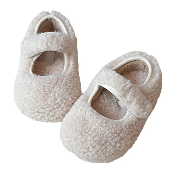 Toddler Girls Boys Bedroom Slippers, Non A-line House Shoes, Little Kids Comfy Indoor Slipper, Machine Washable Snug Fit,Color:Beige,Size:2-2.5 Years