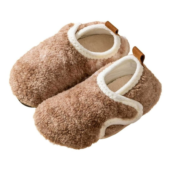 Toddler Girls Boys Bedroom Slippers, Non A-line House Shoes, Little Kids Comfy Indoor Slipper, Machine Washable Snug Fit,Color:Brown,Size:3-3.5 Years