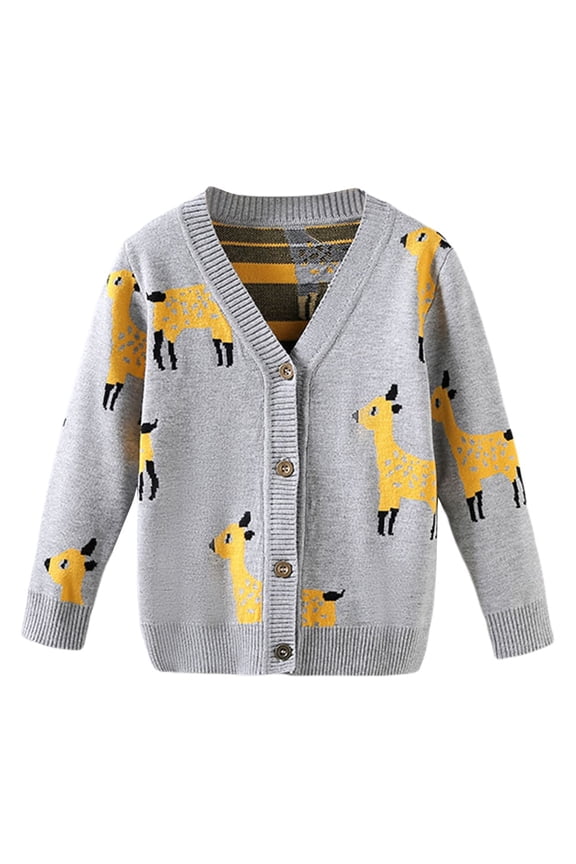 Toddler Girls Boys Casual Deer Cardigan Button Knit Sweater Coat(2-7T)