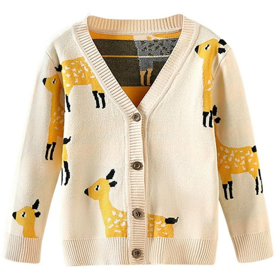 Toddler Girls Boys Casual Deer Cardigan Button Knit Sweater Coat(2-7T)