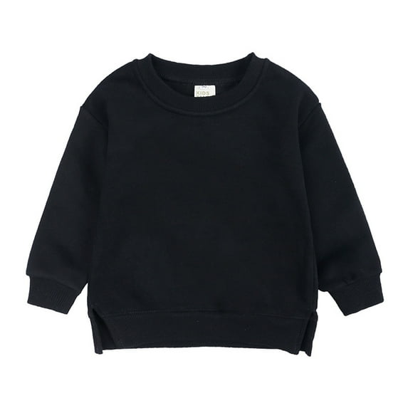Toddler Girls Boys Casual Sports Hoodie Solid Color Crewneck Long-Sleeved Pullover 2-7Y