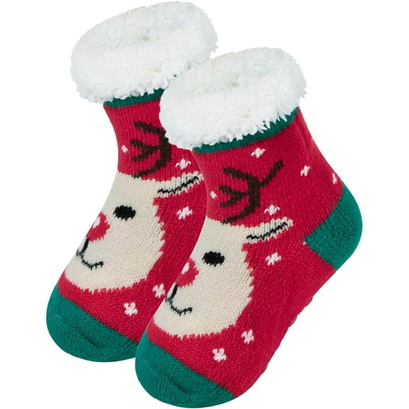 Toddler Girls Boys Christmas Socks with Grips Cotton kids Slipper Socks Baby Winter Non Slip Fuzzy Socks