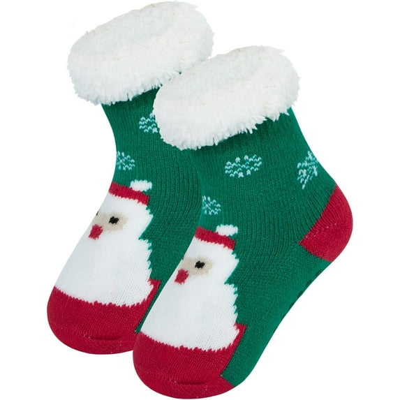 Toddler Girls Boys Christmas Socks with Grips Cotton kids Slipper Socks Baby Winter Non Slip Fuzzy Socks