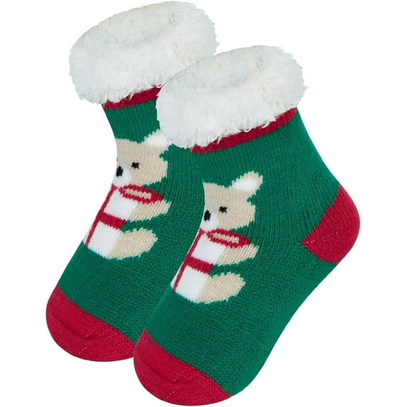 Toddler Girls Boys Christmas Socks with Grips Cotton kids Slipper Socks Baby Winter Non Slip Fuzzy Socks