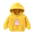 thumbnail image 1 of Toddler Girls Boys Cute Hoodies Long Sleeve Ear Hooded Sweatshirts Solid Color Comfortable Pullover Sweatshirt Yellow 120, 1 of 3