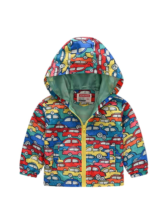 Toddler Girls' Boys' Cute Jackets & Coats Casual Printing Cartoon Hooded Outwear Zipper Long Sleeve Windproof Jackets For Boys Girls Size 3-4T