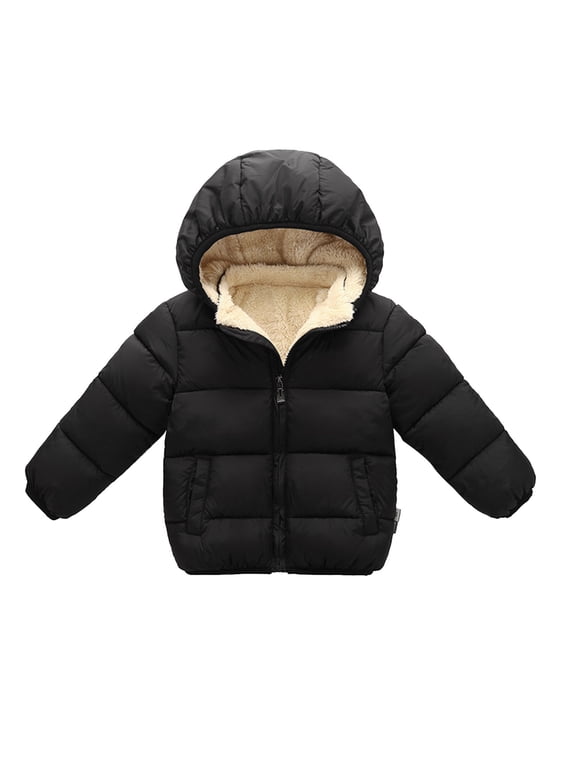 Toddler Girls' Boys' Cute Jackets & Coats Kids Child Baby Solid Winter Hooded Thick Warm Outwear Jackets For Boys Girls Size 5-6T