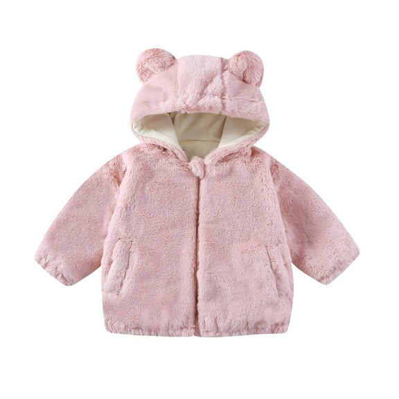 Toddler Girls Boys Fleece Hooded Jacket Zip Up Soft Fuzzy Sherpa Teddy Hoody Coat with Pockets Kids Outerwear (3-4 Years, Pink)