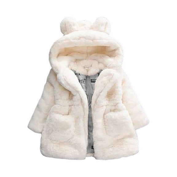 Toddler Girls Boys Fleece Hoody Jacket Zip Up Teddy Coat Warm Winter Outwear Kids Girl's Zip Up Fuzzy Fleece Jacket Cute Teddy Coat Ultra Soft Bear Ears Hoodie Sweatshirt Toddler Winter Coat