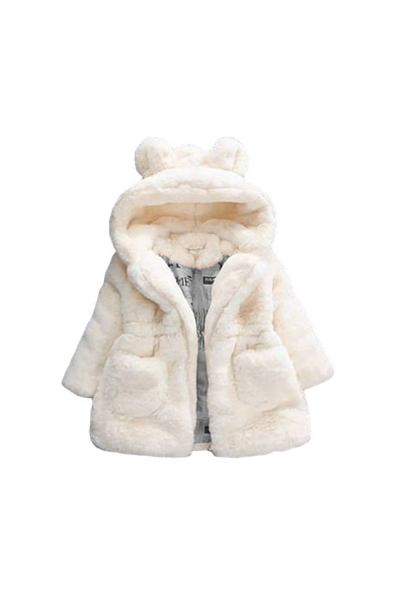 Toddler Girls Boys Fleece Hoody Jacket Zip Up Teddy Coat Warm Winter Outwear Kids Girl's Zip Up Fuzzy Fleece Jacket Cute Teddy Coat Ultra Soft Bear Ears Hoodie Sweatshirt Toddler Winter Coat
