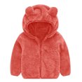 thumbnail image 1 of Toddler Girls Boys Fleece Jackets Double Sided Plush Zip Up Hooded Coat Solid Color Warm Winter Cute Outwear Watermelon Red 120, 1 of 4
