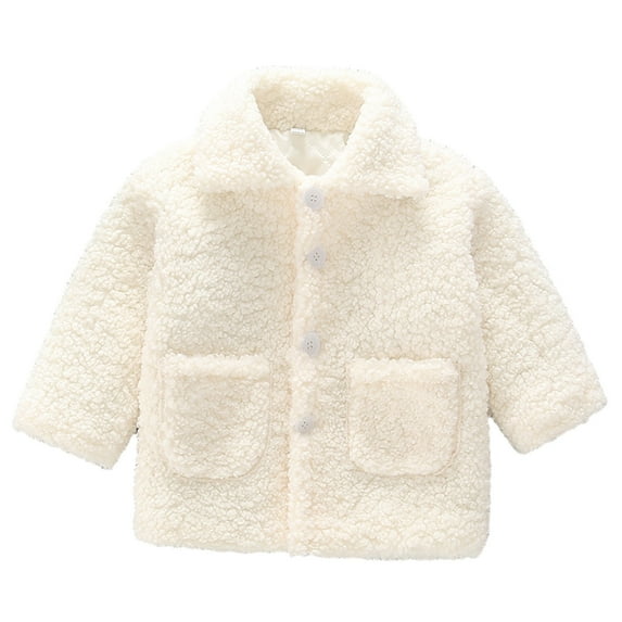 Toddler Girls Boys Fleece Sherpa Jacket Button Up Soft Winter Warm Coat Outerwear With Pockets