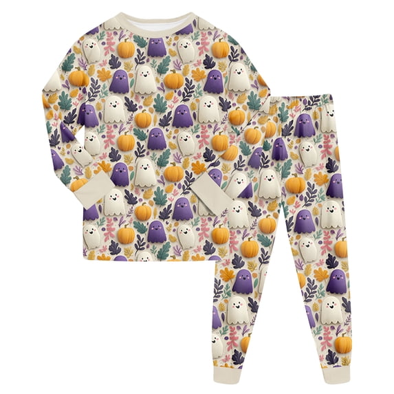 Toddler Girls Boys Halloween Skeleton Pajamas Sets Kids Cute Pumpkin Sleepwear Boys Halloween Ghost 2 Pcs PJS