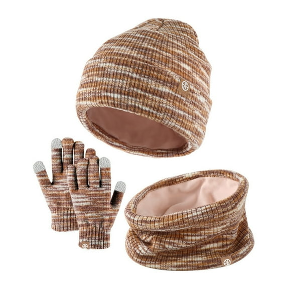 Toddler Girls Boys Knitted Winter Hat and Soft Thick Scarf Set Mittens Neck Warmer Cute Lined Hat 3 Pieces for Baby