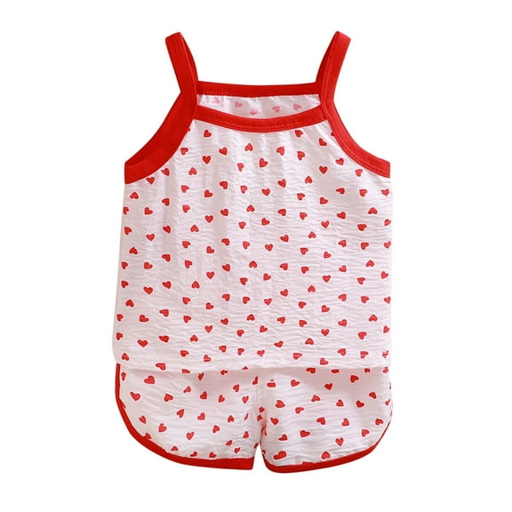 Toddler Girls Boys Pajamas Homewear Cartoon Printed Sleeveless Suspenders Tops Shorts Suits Pj Sets,2 Piece,4-5 Years