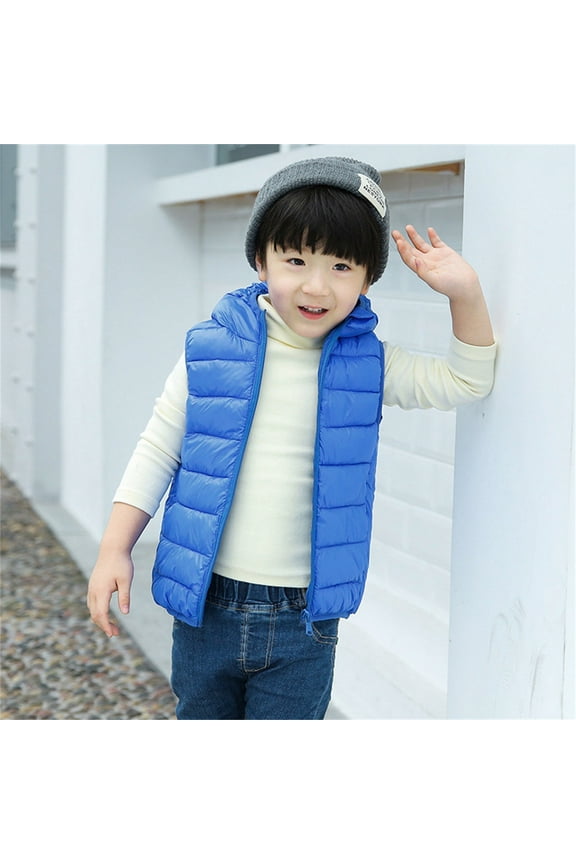 Toddler Girls Boys Puffer Vest Boys Vest Baby Hoodie Vest Sleeveless Windproof Down Jacket Kids Winter Jacket for Kids 6-8 Years
