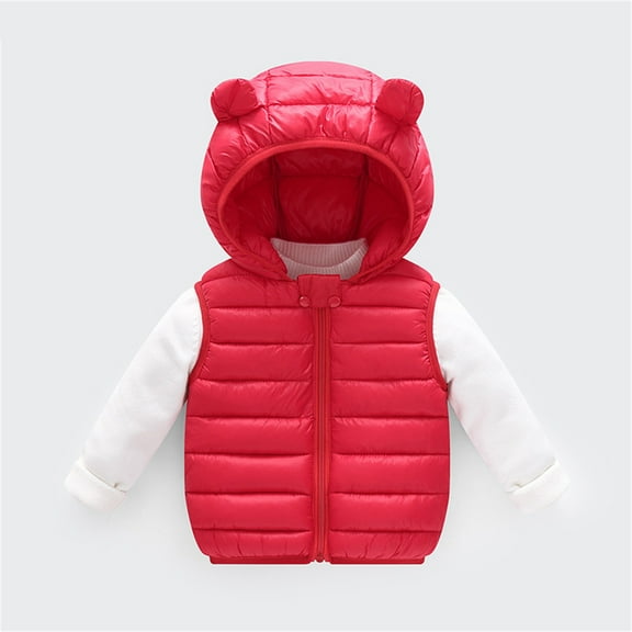 Toddler Girls Boys Puffer Vest Boys Vest Cute Hooded Jacket Sleeveless Windproof Down Jacket Baby Winter Jacket for Little Girls 8-10 Years