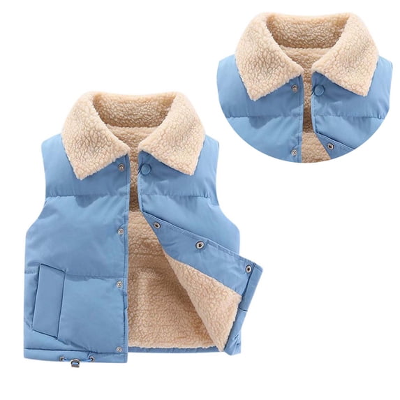 Toddler Girls Boys Puffer Vest Boys Winter Vest Lightweight Button Down Cute Vest Sleeveless Winter Clothes 12-18 Months