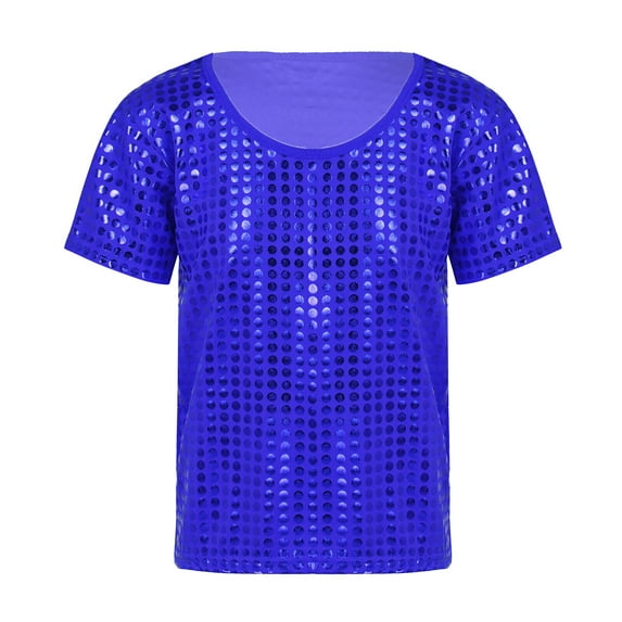 Toddler Girls Boys Sequin Tshirts Glitter Party Carnival Gown Short Sleeves Vest Top
