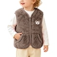 thumbnail image 1 of Toddler Girls Boys Sherpa Fleece Vest Lightweight Fall Winter Warm Sleeveless Outerwear Jacket with Pockets Fuzzy Cute Bear Jackets 3M-3T, 1 of 8