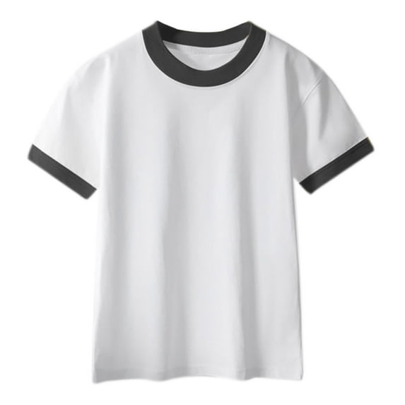 Toddler Girls Boys Shirts New Boys Girls Shirts Short Sleeve Shirt Girls T Shirts Soft Basic Tees Kids Tshirts Solid Summer Tops T-Shirt Style B-44 Dark Gray 2 Years