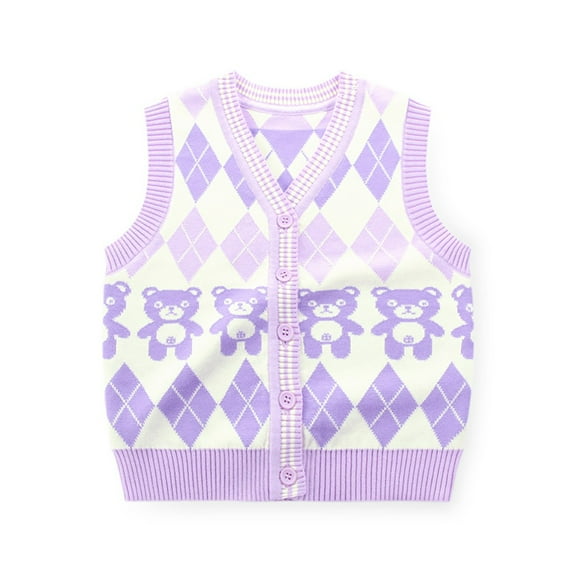Toddler Girls Boys Solid Color V Neck Sweater Vest Sleeveless Pullover Knitted Waistcoat Casul Cute Vest Kids Button Cardigan Vest 1-8Y
