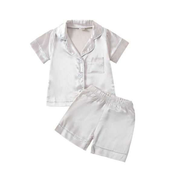 Toddler Girls Boys Summer Outfit Sets 6M 1Y 2Y 3Y 4Y 5Y 6Y Short Sleeve Lapel Shirt   Solid Color Shorts