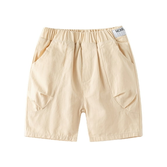 Toddler Girls Boys Summer Shorts Clearance Solid Color Shorts for Boys Casual Breathable and Comfortable Vacation Trousers,Beige,3-4 Years
